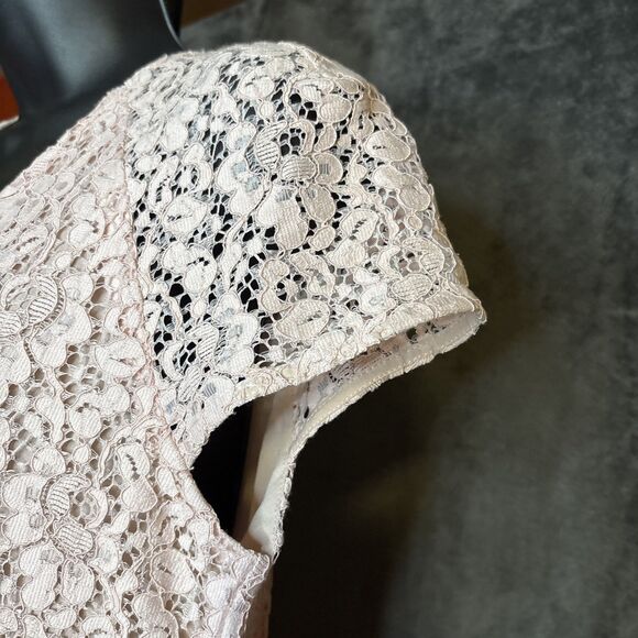 NWT ZARA PALE PINK EYELET LACE CAP SLEEVE SHIFT DRESS size XS - Picture 5 of 10